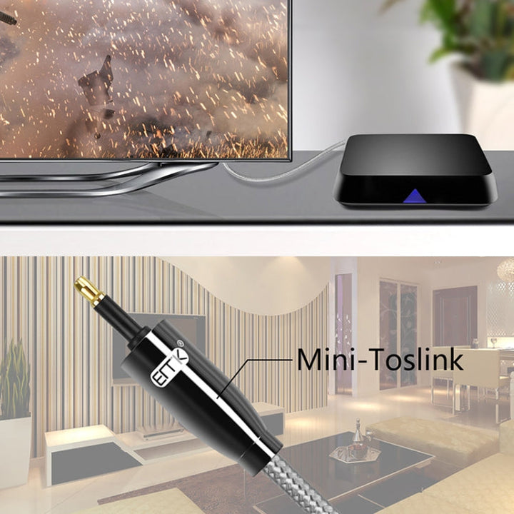 Lisslune | EMK QH4.0 Mini Toslink 3.5mm Interface SPDIF Audio Optical Fiber, Length: 8m (Black)