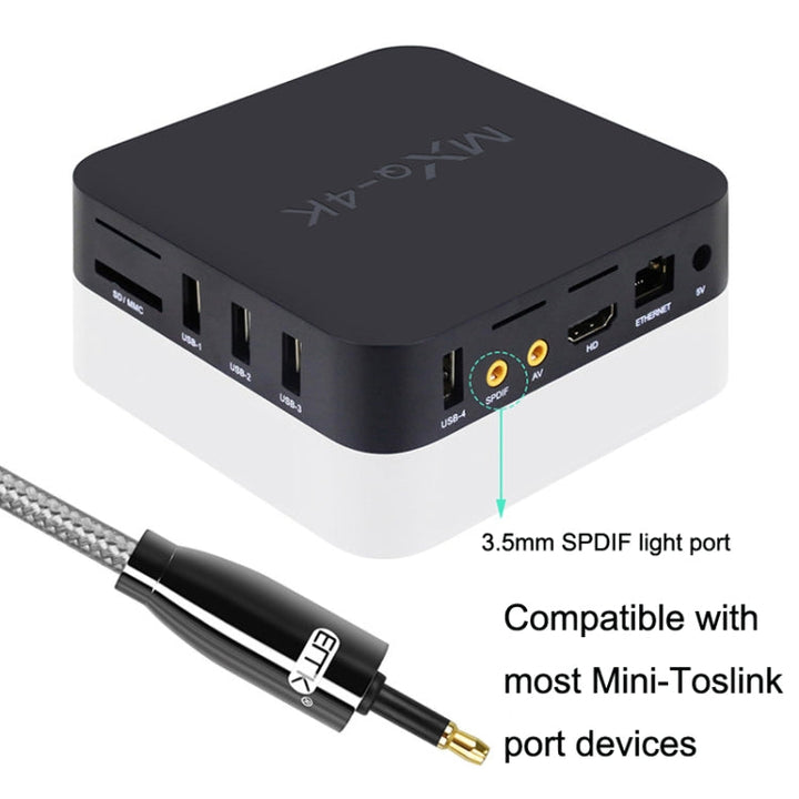 Lisslune | EMK QH4.0 Mini Toslink 3.5mm Interface SPDIF Audio Fiber Optical, Length: 15m (Black)