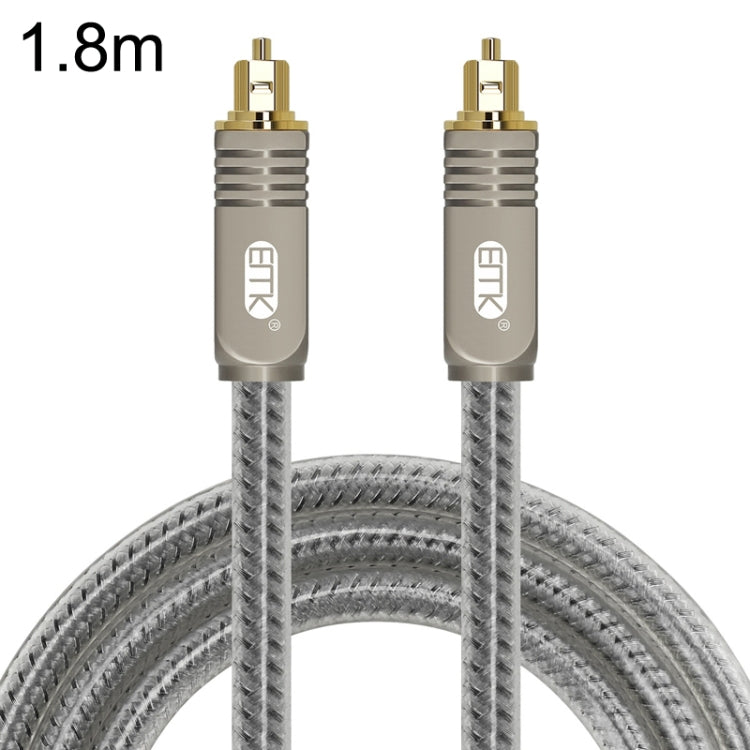 Lisslune | EMK YL/B Audio Digital Optical Fiber Cable Square to Square Audio Connection Cable, Length: 1.8 m (Transparent Gray)