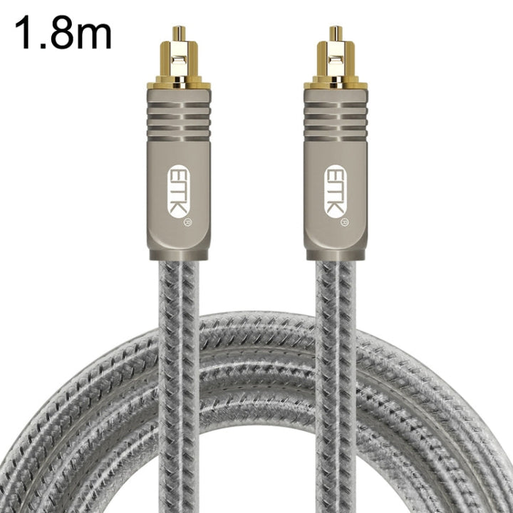 Lisslune | EMK YL/B Audio Digital Optical Fiber Cable Square to Square Audio Connection Cable, Length: 1.8 m (Transparent Gray)