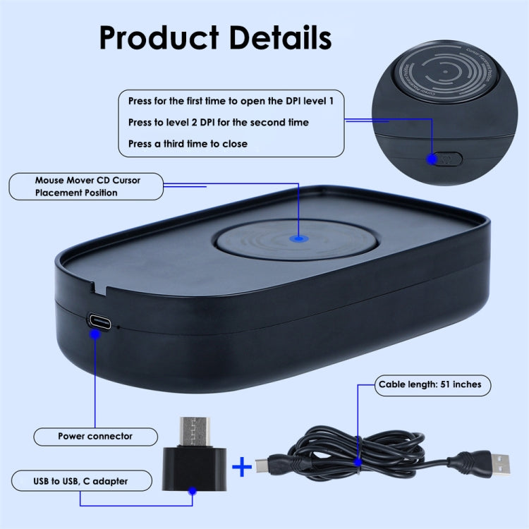 Lisslune | H26 Automatic Motion Virtual Mouse to Prevent Computer Lock Screen (Black)