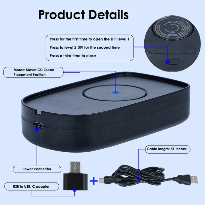 Lisslune | H26 Automatic Motion Virtual Mouse to Prevent Computer Lock Screen (Black)