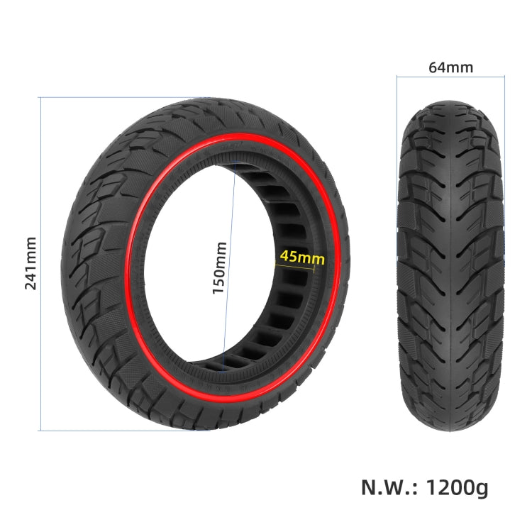 Lisslune | For Ninebot Max G30 10 X 2.5 Inch (60/70-6.5) Scooter Solid Rubber Tire Red Line