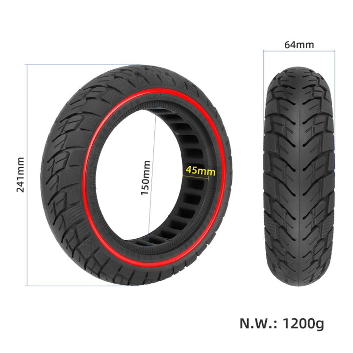 Lisslune | For Ninebot Max G30 10 X 2.5 Inch (60/70-6.5) Scooter Solid Rubber Tire Red Line
