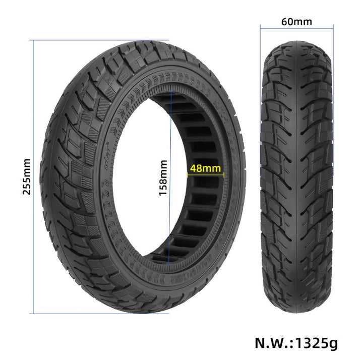 Lisslune | For Ninebot Max G30 10 X 2.5 Inch (60/70-6.5) Scooter Solid Rubber Tire Black