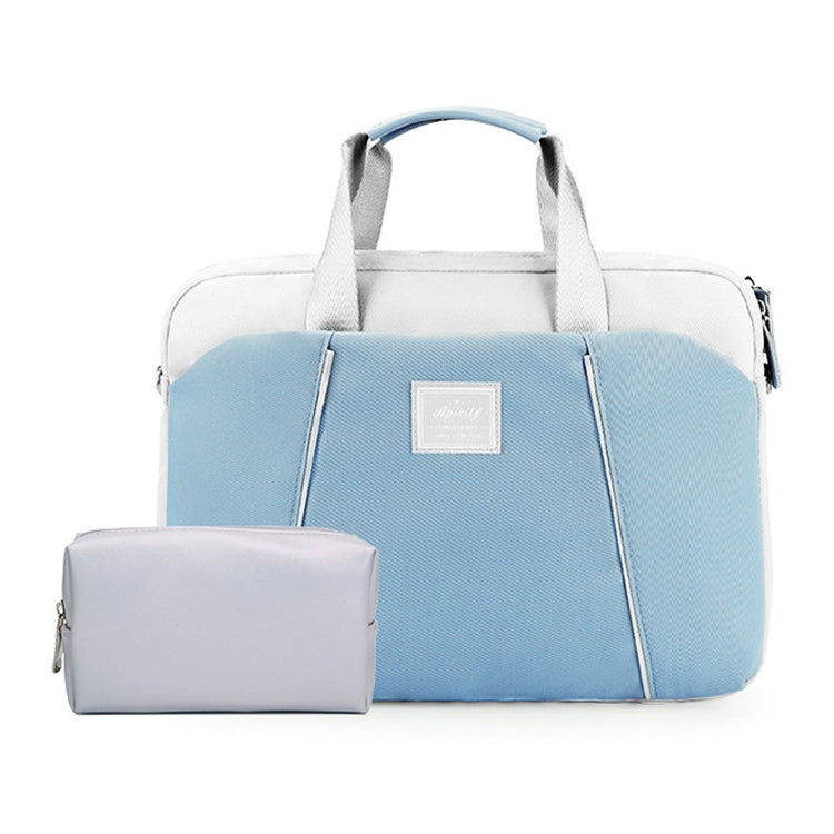 Lisslune | 15.6 Inch Computer Handheld Messenger Bag for Apple MacBook / Huawei / Xiaomi / Basne (Shoulder strap light blue + gray PU power supply)