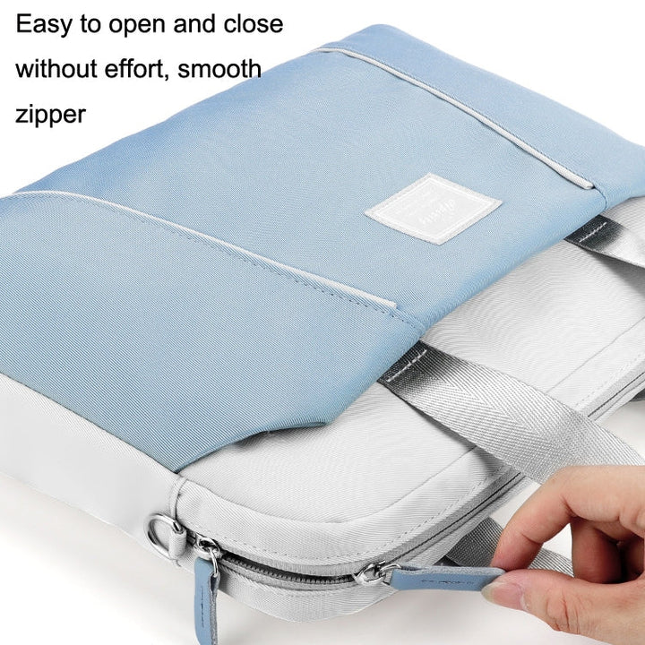 Lisslune | 15.6 Inch Computer Handheld Messenger Bag for Apple MacBook / Huawei / Xiaomi / Basne (Shoulder strap light blue + gray PU power supply)