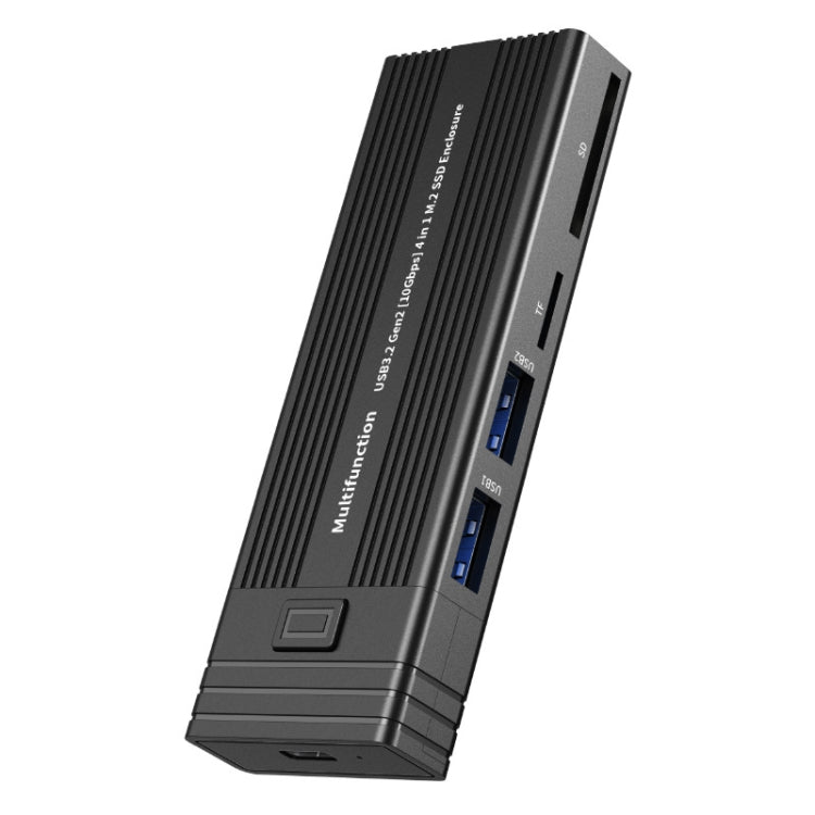 Lisslune | M.2 NVME SATA SSD enclosure adapter with 4 in 1 hub USB 3.2 Gen 2 10Gbps HDD adapter support for SD/TF card reader (Black)