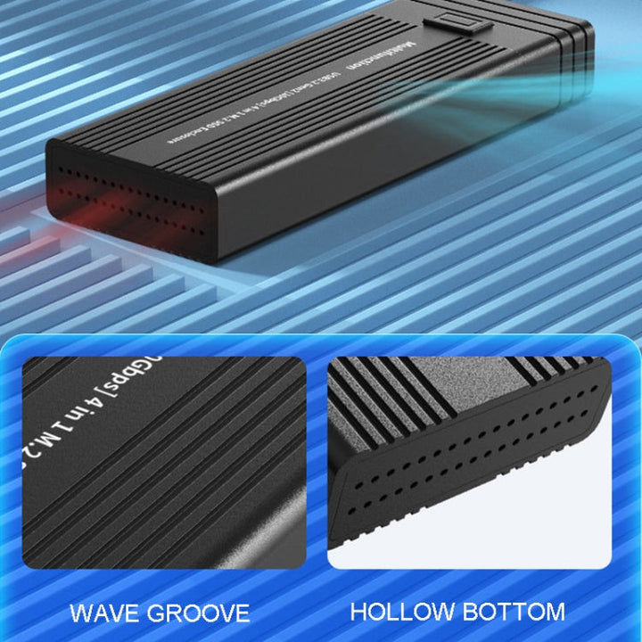 Lisslune | M.2 NVME SATA SSD enclosure adapter with 4 in 1 hub USB 3.2 Gen 2 10Gbps HDD adapter support for SD/TF card reader (Black)