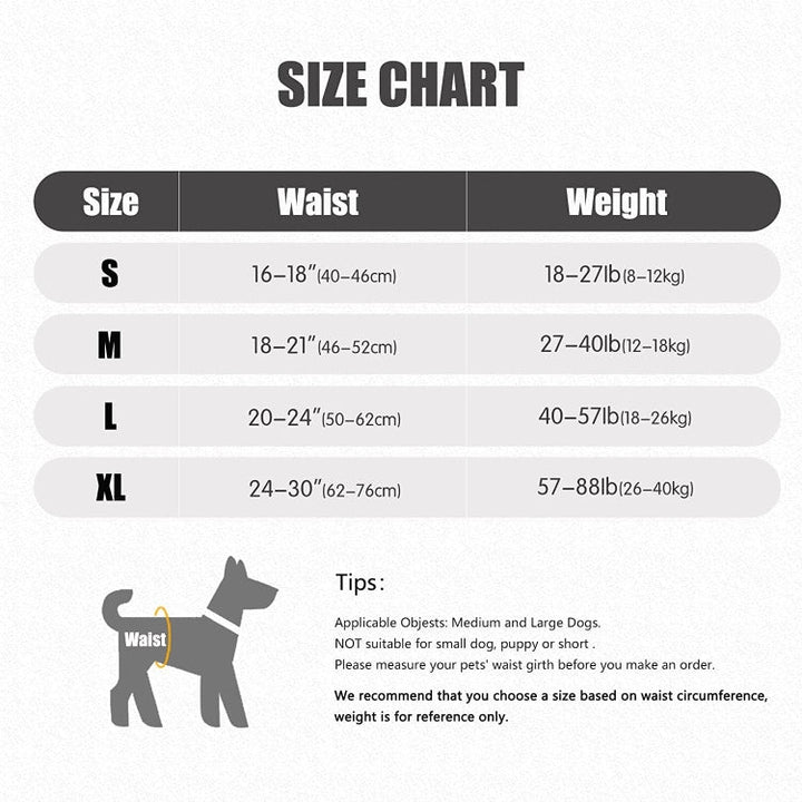 Dog Rear Leg Support Decompression Assistance Travel Belt for Older and Injured Dogs, Size: L