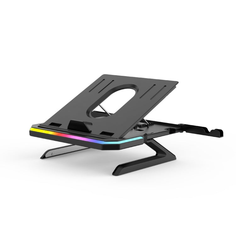 Lisslune | Laptop stand with RGB lighting 9-level adjustable notebook stand (Black)
