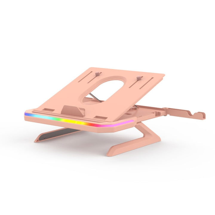 Lisslune | Laptop stand with RGB lighting 9-level adjustable notebook stand (Pink)