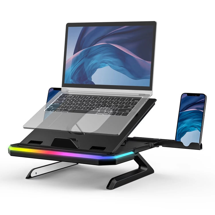 Lisslune | Laptop stand with RGB lighting 9-level adjustable notebook stand (Pink)
