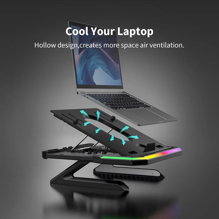 Lisslune | Laptop stand with RGB lighting 9-level adjustable notebook stand (Pink)