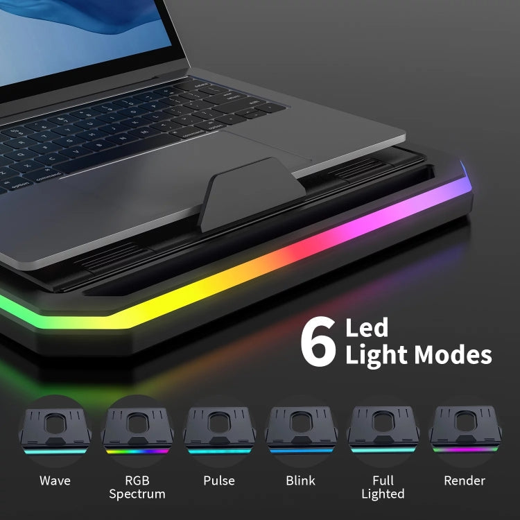 Lisslune | Laptop stand with RGB lighting 9-level adjustable notebook stand (Black)