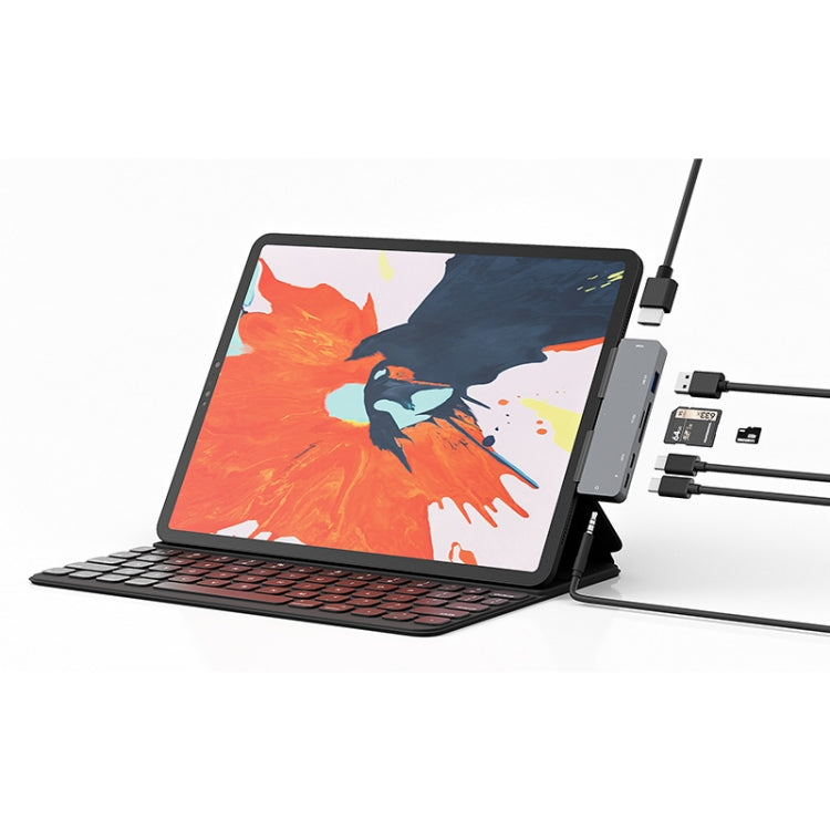 Lisslune | For iPad Pro 7-in-1 HDMI 4K + 3.5 mm Audio + SD/TF + 1 USB 3.0 + USB-C/Type-C + PD USB-C Docking Station