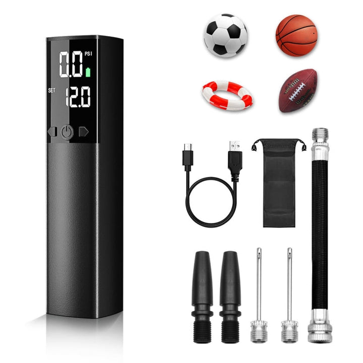 Lisslune | AP-04 Wireless Electric Air Pump With LCD Display For Soccer Basketball (Black)