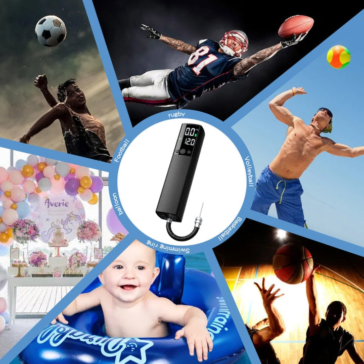 Lisslune | AP-04 Wireless Electric Air Pump With LCD Display For Soccer Basketball (Black)