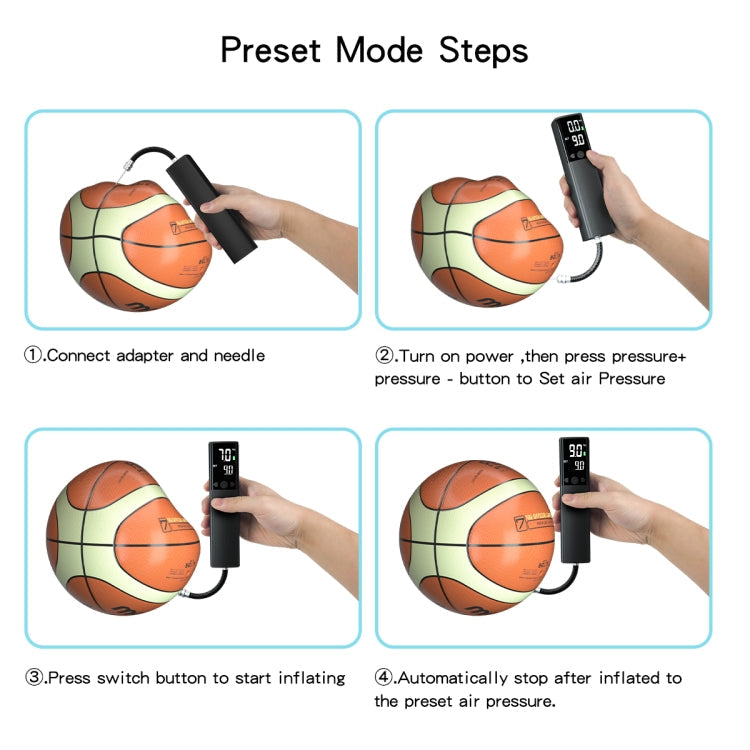 Lisslune | AP-04 Wireless Electric Air Pump With LCD Display For Soccer Basketball (Black)