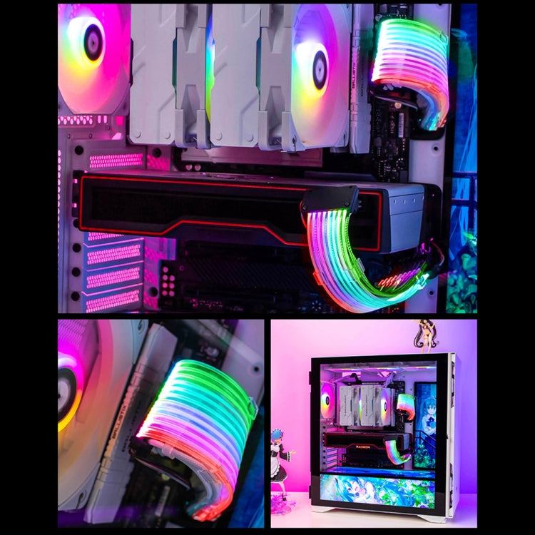 Lisslune | Dual 8-Pin Graphics Card Power Supply Cable Black 5V ARGB Neon Colors Line