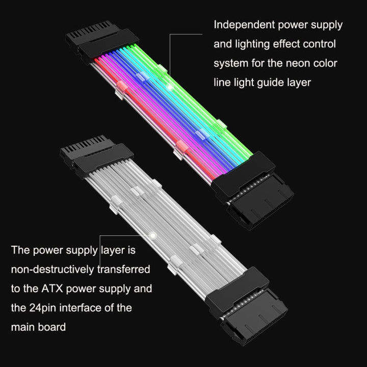 Lisslune | Dual 8-Pin Graphics Card Power Supply Cable Black 5V ARGB Neon Colors Line