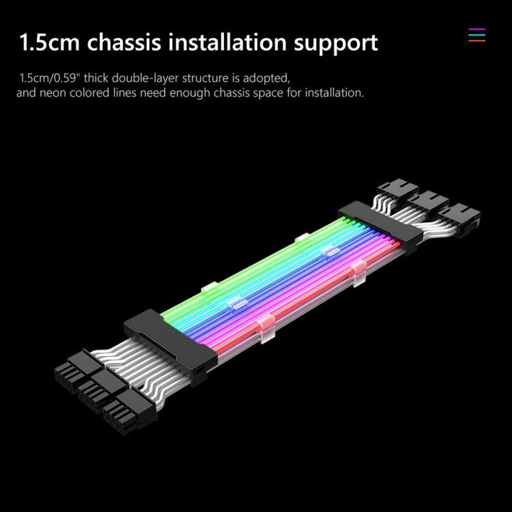 Lisslune | Dual 8-Pin Graphics Card Power Supply Cable Black 5V ARGB Neon Colors Line