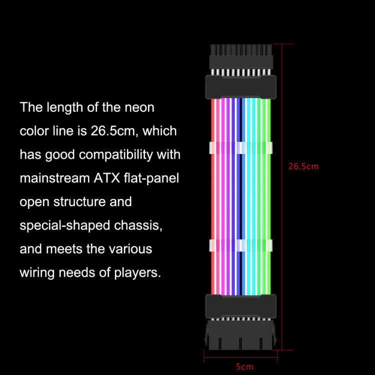 Lisslune | Dual 8-Pin Graphics Card Power Supply Cable Black 5V ARGB Neon Colors Line