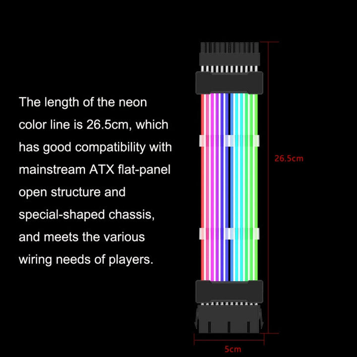 Lisslune | Dual 8-Pin Graphics Card Power Supply Cable Black 5V ARGB Neon Colors Line