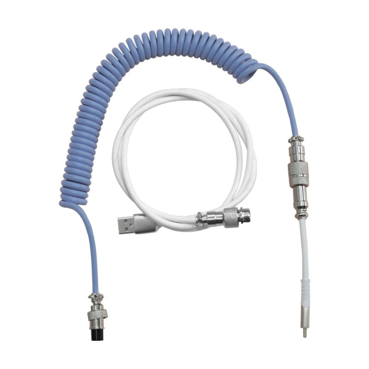 Lisslune | Ajazz AL60 USB to Type-C/USB-C Keyboard Extension Cable Single Hole Connection, Cable Length: 2.3 m (Sky Blue)