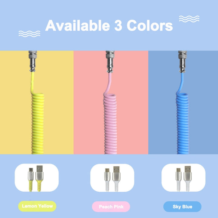 Lisslune | Ajazz AL60 USB to Type-C/USB-C Keyboard Extension Line Single Hole Connection, Cable Length: 2.3m (Peach Pink)