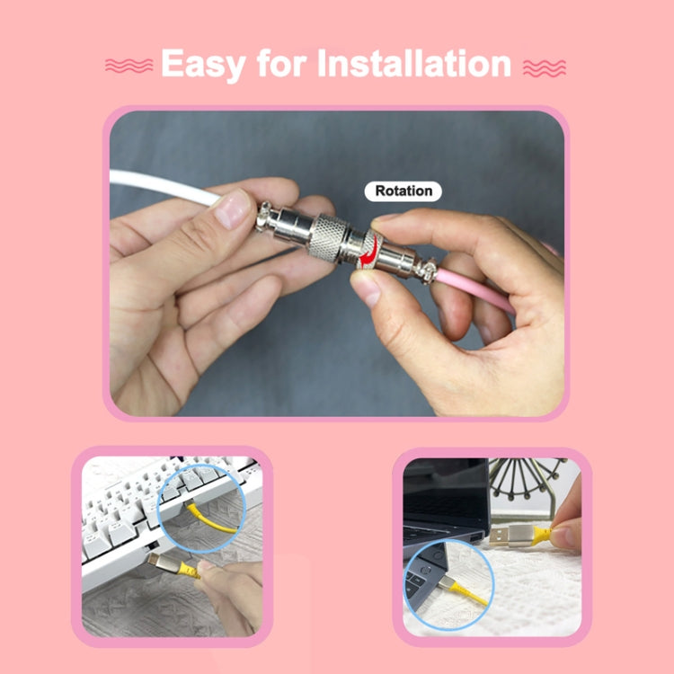 Lisslune | Ajazz AL60 USB to Type-C/USB-C Keyboard Extension Cable Single Hole Connection, Cable Length: 2.3 m (Sky Blue)