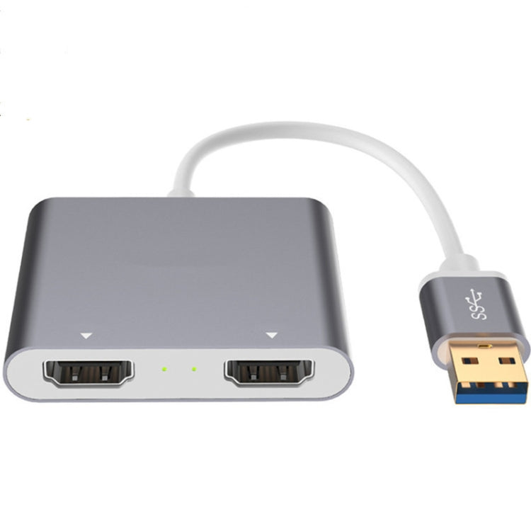 Lisslune | USB 3.0 to Dual HDMI High Resolution Converter 4K USB Same Screen Extender (Gray)