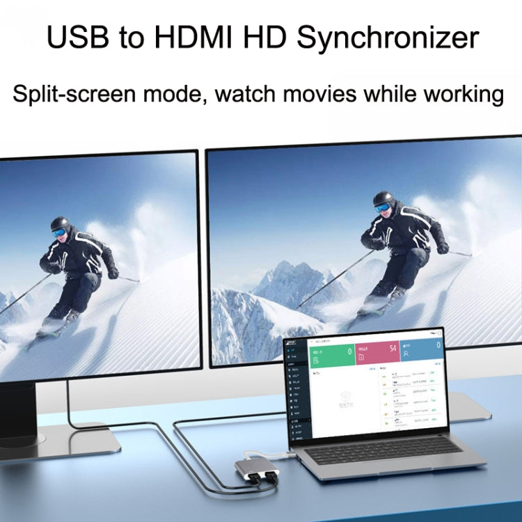 Lisslune | USB 3.0 to Dual HDMI High Resolution Converter 4K USB Same Screen Extender (Gray)