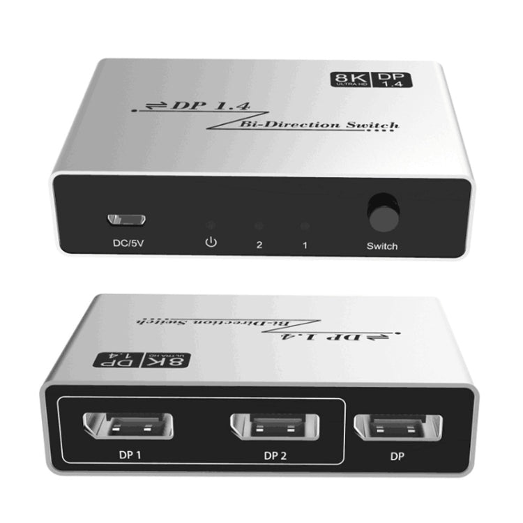 Lisslune | 8K 60HZ 1.4V 2 In 1 Out DP Bidirectional Switcher (Gray)