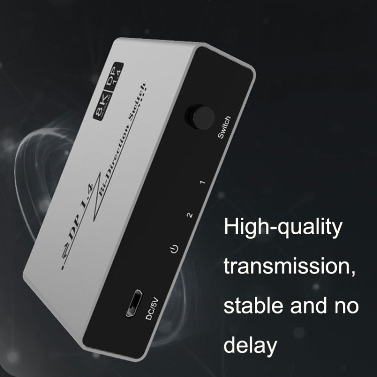 Lisslune | 8K 60HZ 1.4V 2 In 1 Out DP Bidirectional Switcher (Gray)