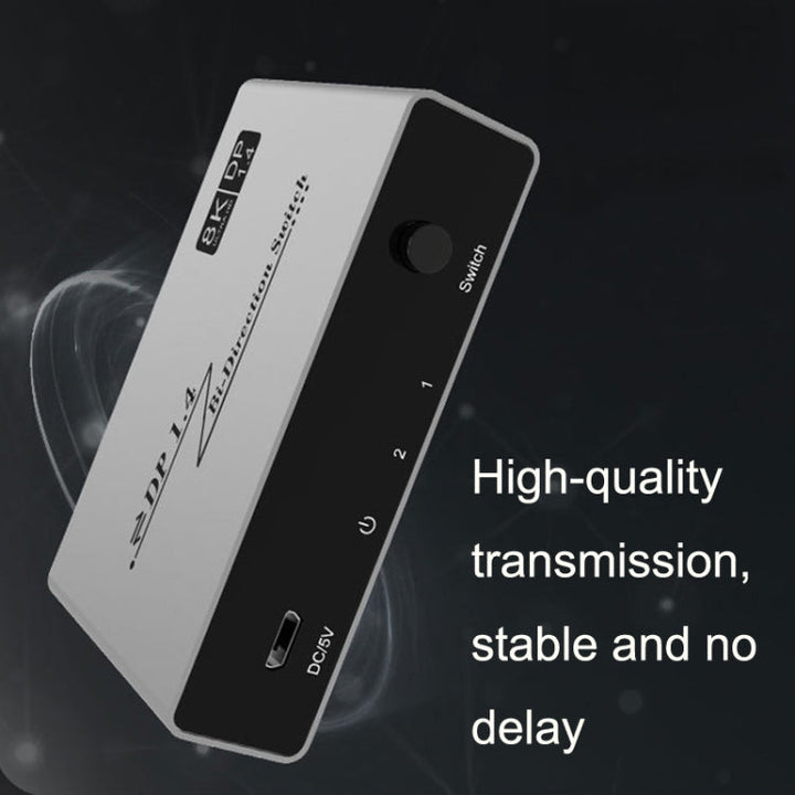 Lisslune | 8K 60HZ 1.4V 2 In 1 Out DP Bidirectional Switcher (Gray)