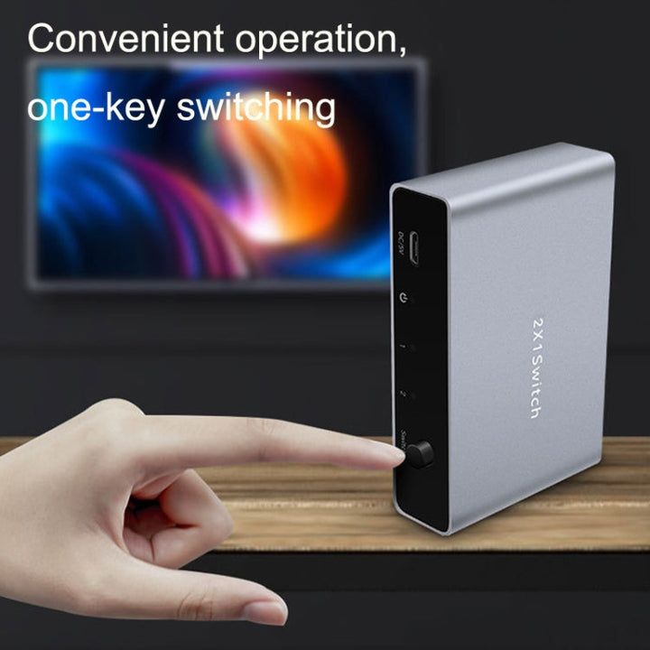 Lisslune | 8K 60HZ 1.4V 2 In 1 Out DP Bidirectional Switcher (Gray)