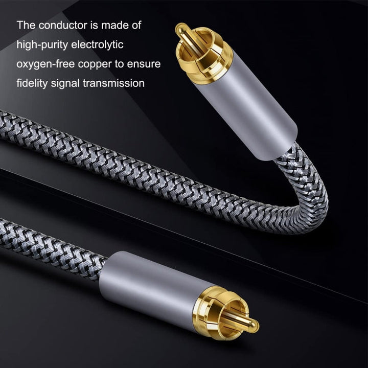 Lisslune | 10m Pure Copper RCA Coaxial HIFI Digital Audio Cable SPDIF Subwoofer Speaker Cable (Silver Gray)