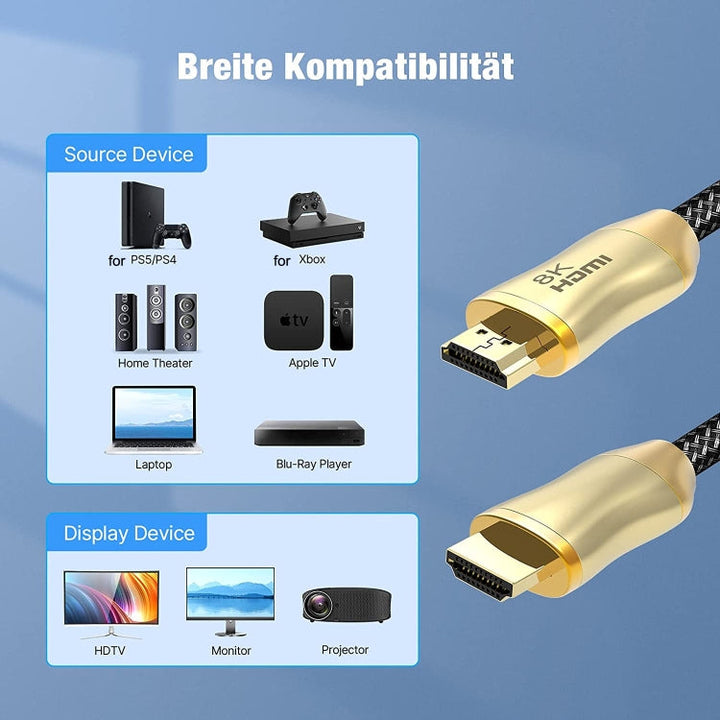 Lisslune | CO-HD801 5m HDMI 2.1 Version 8K 60Hz For PS4 Cable Projector Notebook Set-Top Box Cable (Gold)