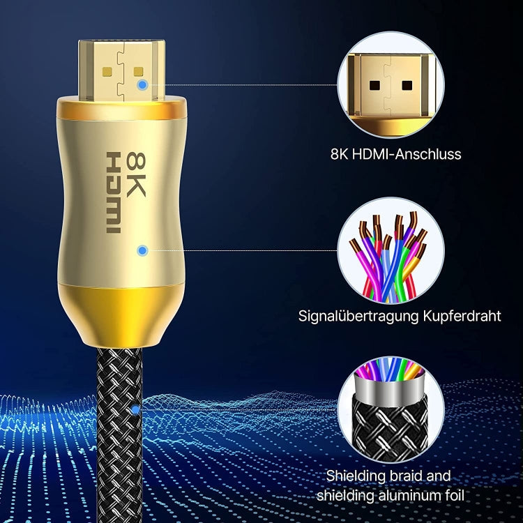 Lisslune | CO-HD801 10m HDMI 2.1 Version 8K 60Hz For PS4 Cable Projector Notebook Set-Top Box Cable (Gold)