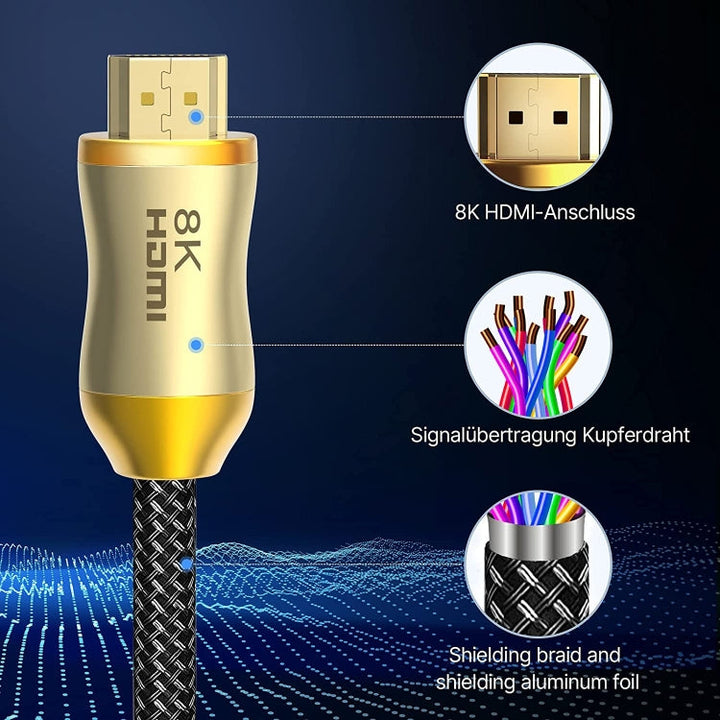Lisslune | CO-HD801 10m HDMI 2.1 Version 8K 60Hz For PS4 Cable Projector Notebook Set-Top Box Cable (Gold)