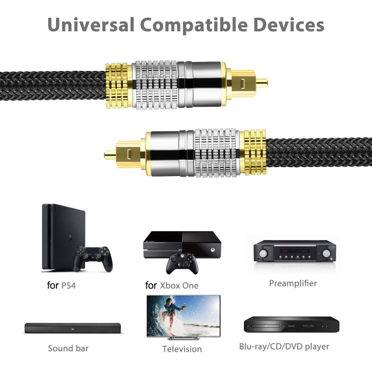 Lisslune | CO-TOS101 10m Optical Fiber Audio Cable Speaker Power Amplifier Digital Audiophile Square to Square Signal Cable (Bright Gold Plated)
