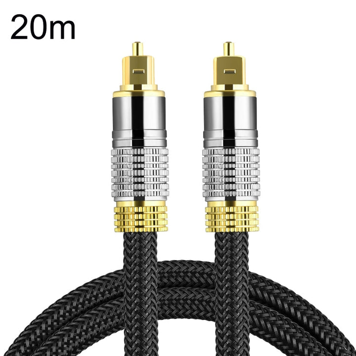 Lisslune | CO-TOS101 20m Optical Fiber Cable Audio Cable Speaker Power Amplifier Digital Audiophile Square to Square Signal Cable (Bright Gold Plated)