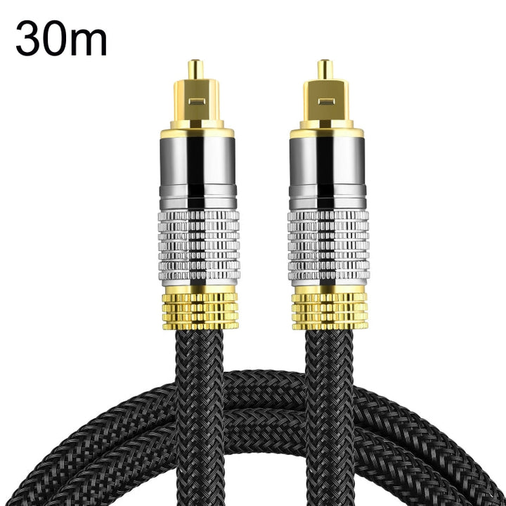 Lisslune | CO-TOS101 30m Fiber Optic Audio Cable Speaker Amplifier Digital Audiophile Square to Square Signal Cable (Bright Gold Coated)