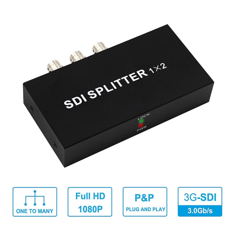 Lisslune | 1 In 2 Out SD-SDI / HD-SDI / 3G-SDI Distribution Amplifier Video SDI Splitter (UK Plug)