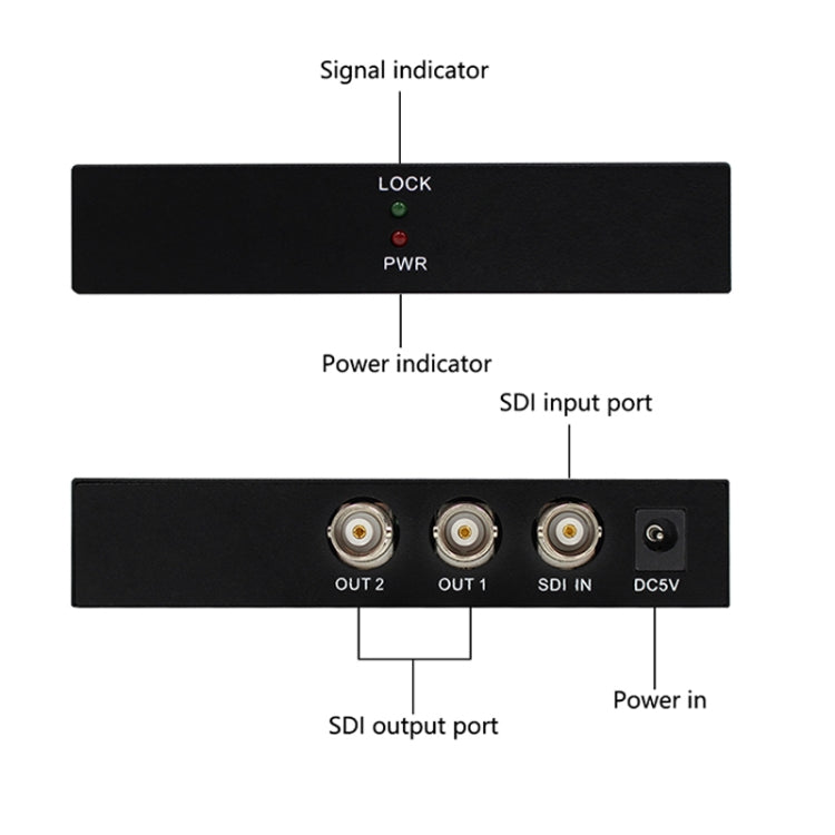 Lisslune | 1 In 2 Out SD-SDI / HD-SDI / 3G-SDI Distribution Amplifier Video SDI Splitter (UK Plug)