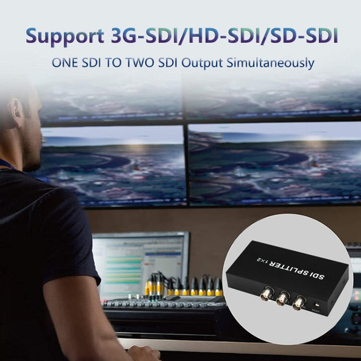 Lisslune | 1 In 2 Out SD-SDI / HD-SDI / 3G-SDI Distribution Amplifier Video SDI Splitter (UK Plug)