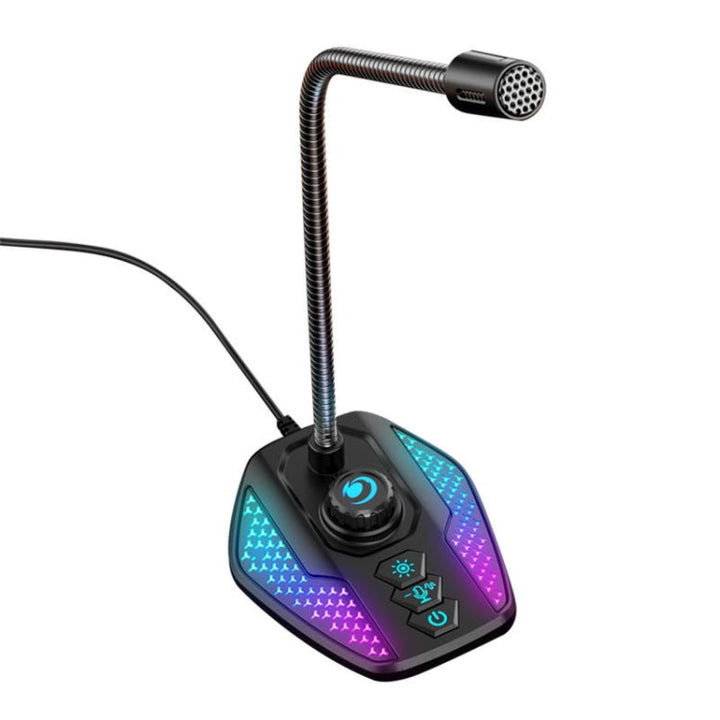 Lisslune | USB Gaming Microphone Built-in Sound Card 5 Voice Switching Modes with RGB Lighting