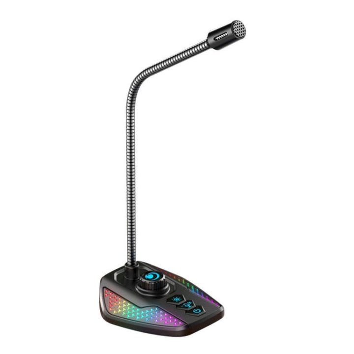 Lisslune | USB Gaming Microphone Built-in Sound Card 5 Voice Switching Modes with RGB Lighting