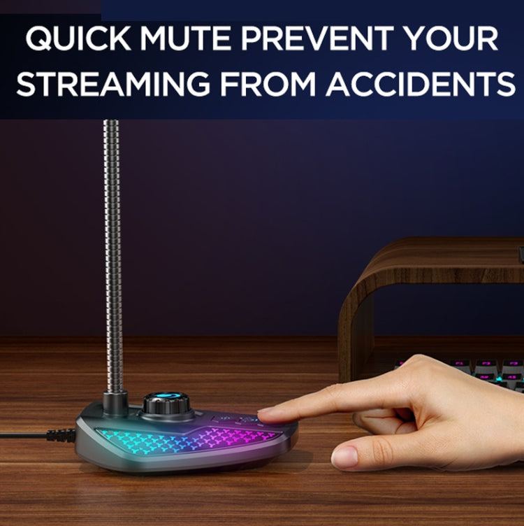 Lisslune | USB Gaming Microphone Built-in Sound Card 5 Voice Switching Modes with RGB Lighting